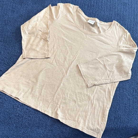 Zenergy by Chico’s Elegant sparkly gold Cream round neck Women's Blouse 3/4 #668 - Picture 1 of 5